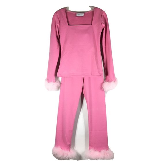 Sleeper Other - Sleeper Womens Weekend Chic Set Feather Top With Leggings XL 10-14 Pink